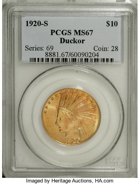 1920-S Indian $10 Gold Eagle Coin