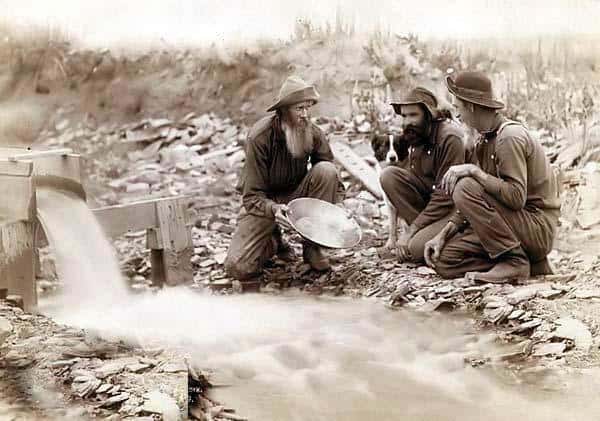 three men Panning FOR GOLD